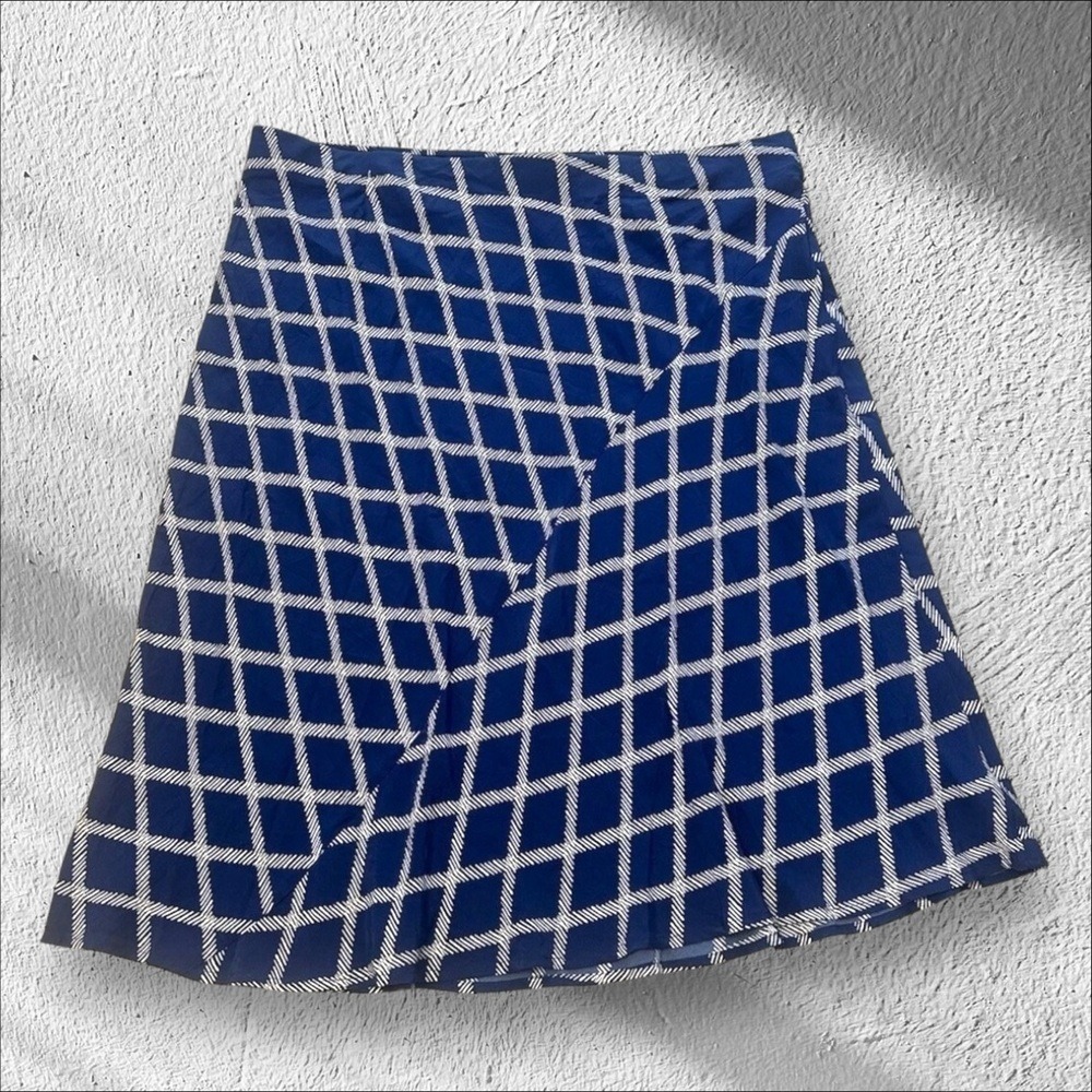 Ava‎ & Viv Skirt 2X – Blue Geometric Pull-On Midi NWOT